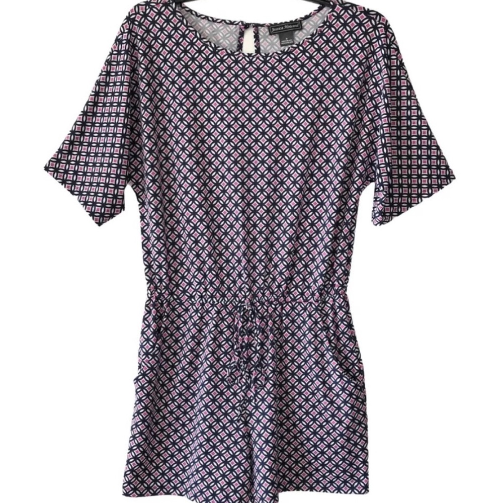 Brand New Jessica Howard Geometric Pink Blue Print Romper Size XS